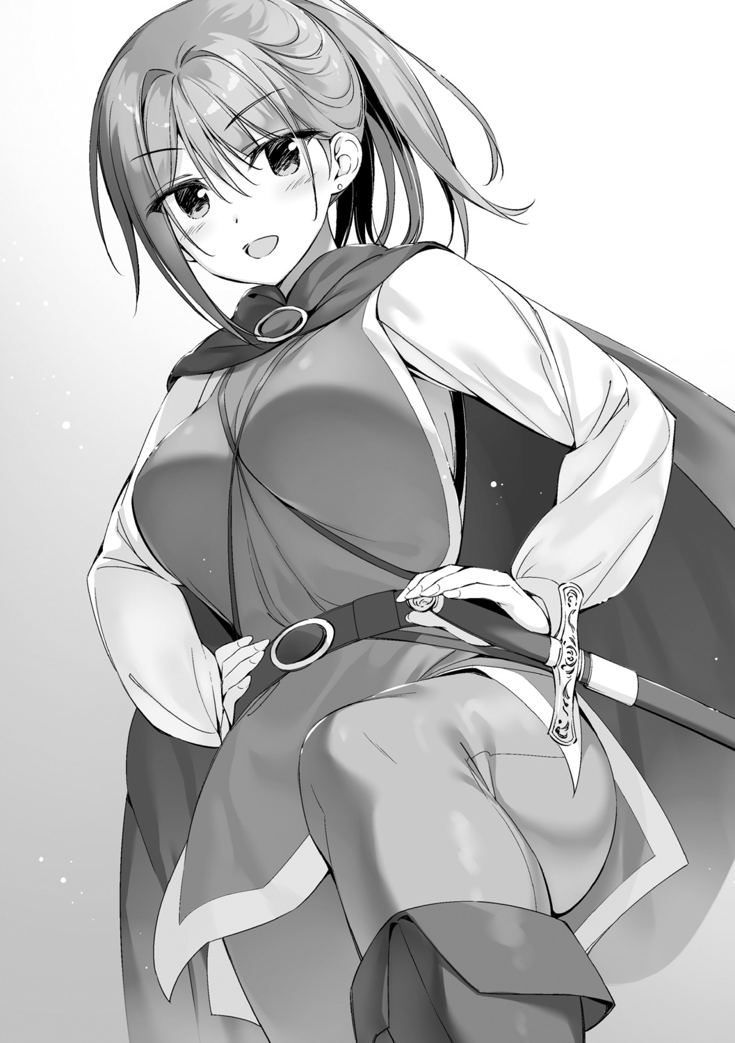 boku_no_kanojo_sensei fujiki_maka monochrome oryou sword