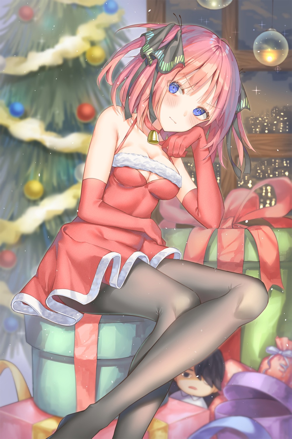 5-toubun_no_hanayome cha_chya christmas cleavage dress nakano_nino pantyhose