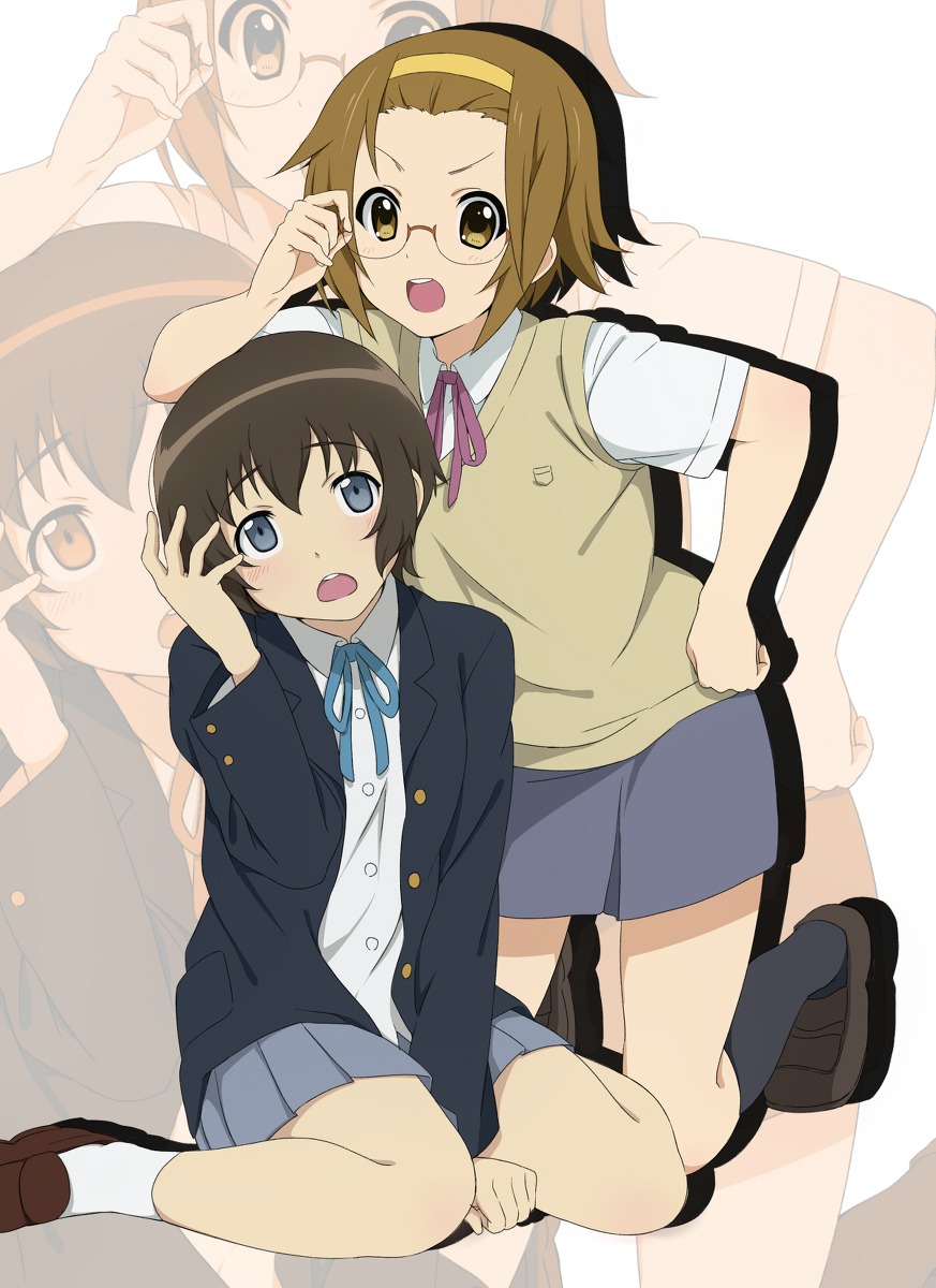 crossover e-suke k-on! megane ore_no_imouto_ga_konnani_kawaii_wake_ga_nai seifuku tainaka_ritsu tamura_manami