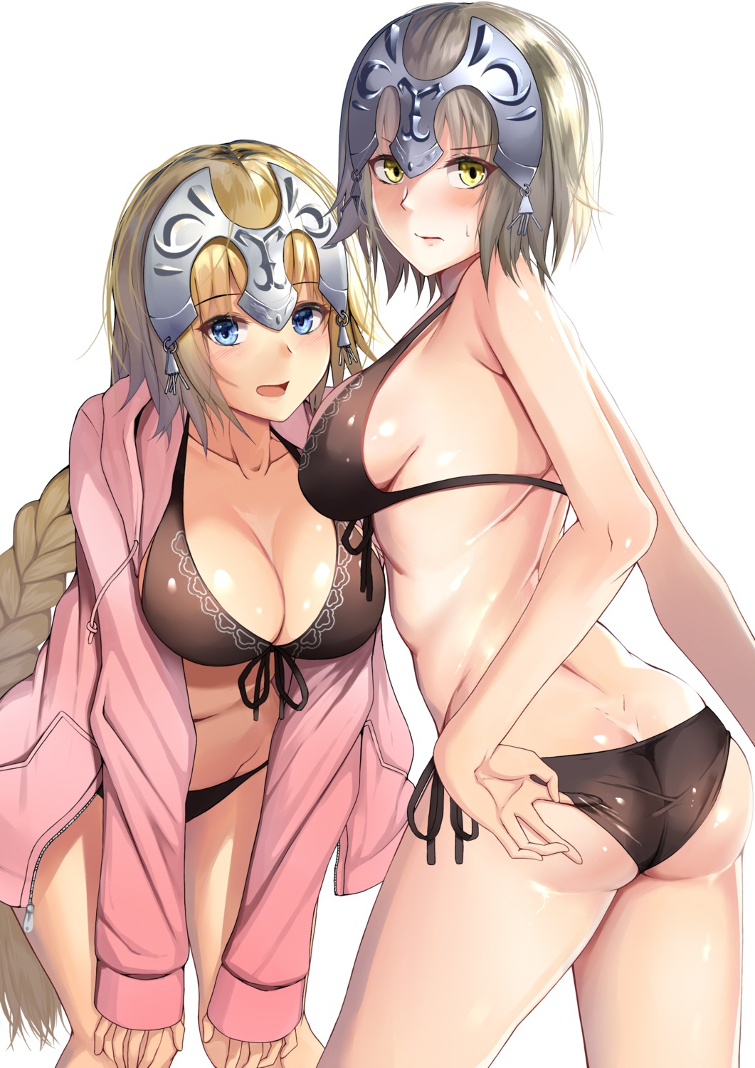 ass atelier_yuu bikini cleavage fate/grand_order jeanne_d'arc jeanne_d'arc_(alter)_(fate) jeanne_d'arc_(fate) open_shirt swimsuits