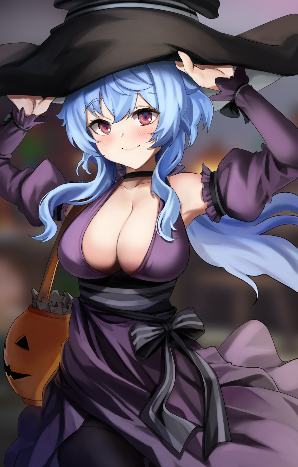 dress dvdraw ganyu genshin_impact halloween no_bra skirt_lift witch