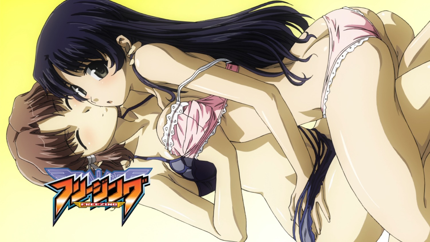 ass bra breast_grab cap chiffon_fairchild freezing pantsu ticy_fenil wallpaper yuri