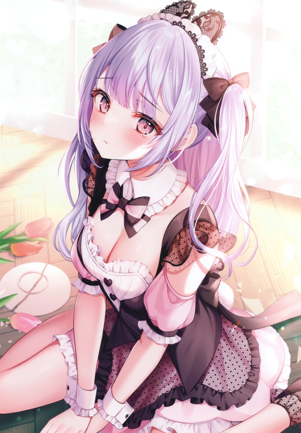 animal_ears bunny_ears maid no_bra see_through tail yourgirl yuga-