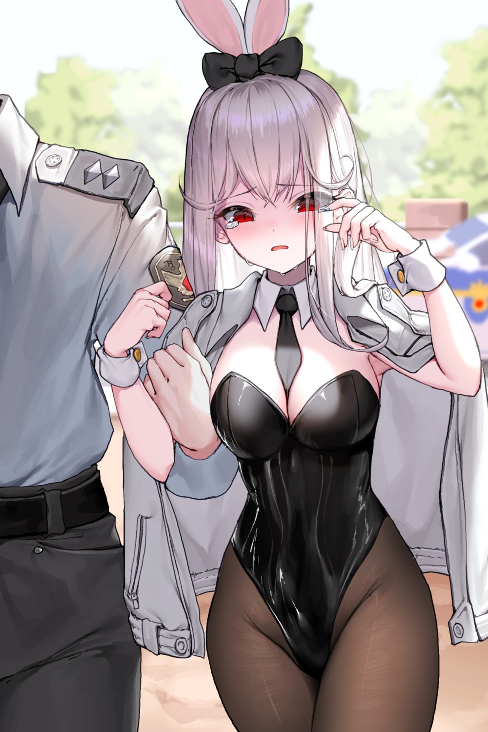 animal_ears bunny_ears bunny_girl dduck_kong no_bra pantyhose police_uniform