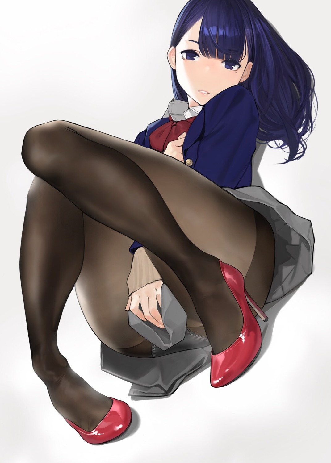 heels miru_tights nakabeni_yua pantsu pantyhose seifuku skirt_lift yom