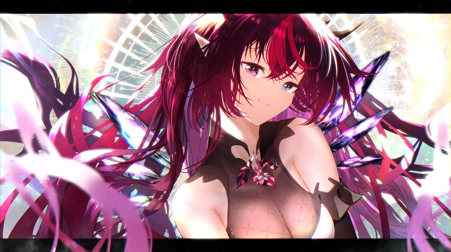 getto heterochromia hololive hololive_english horns irys_(hololive) no_bra pointy_ears see_through