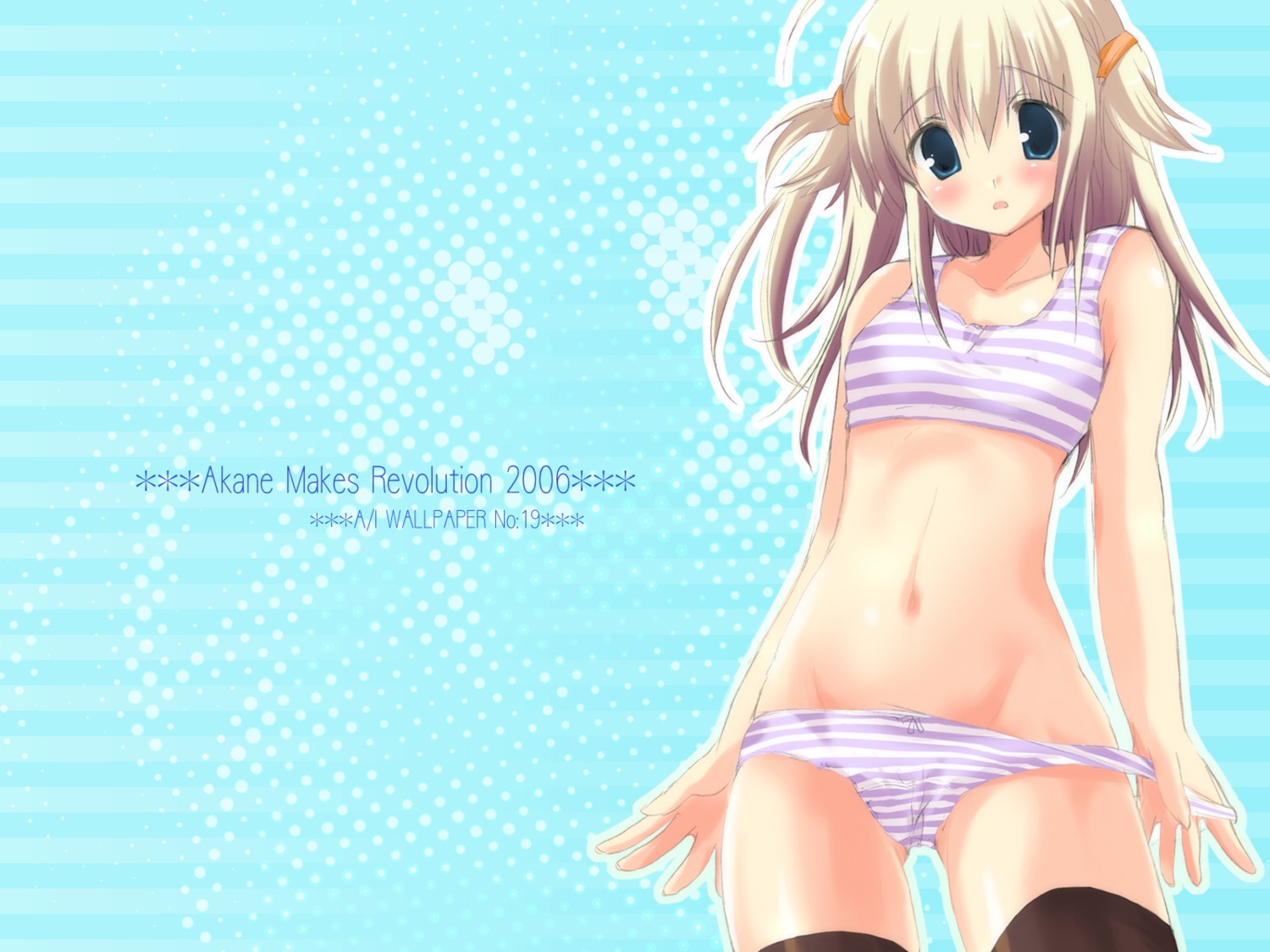 bra ikegami_akane pantsu panty_pull shimapan thighhighs wallpaper