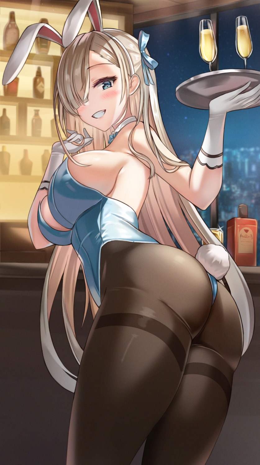 animal_ears ass blue_archive bunny_ears bunny_girl ichinose_asuna kitin no_bra pantyhose tail