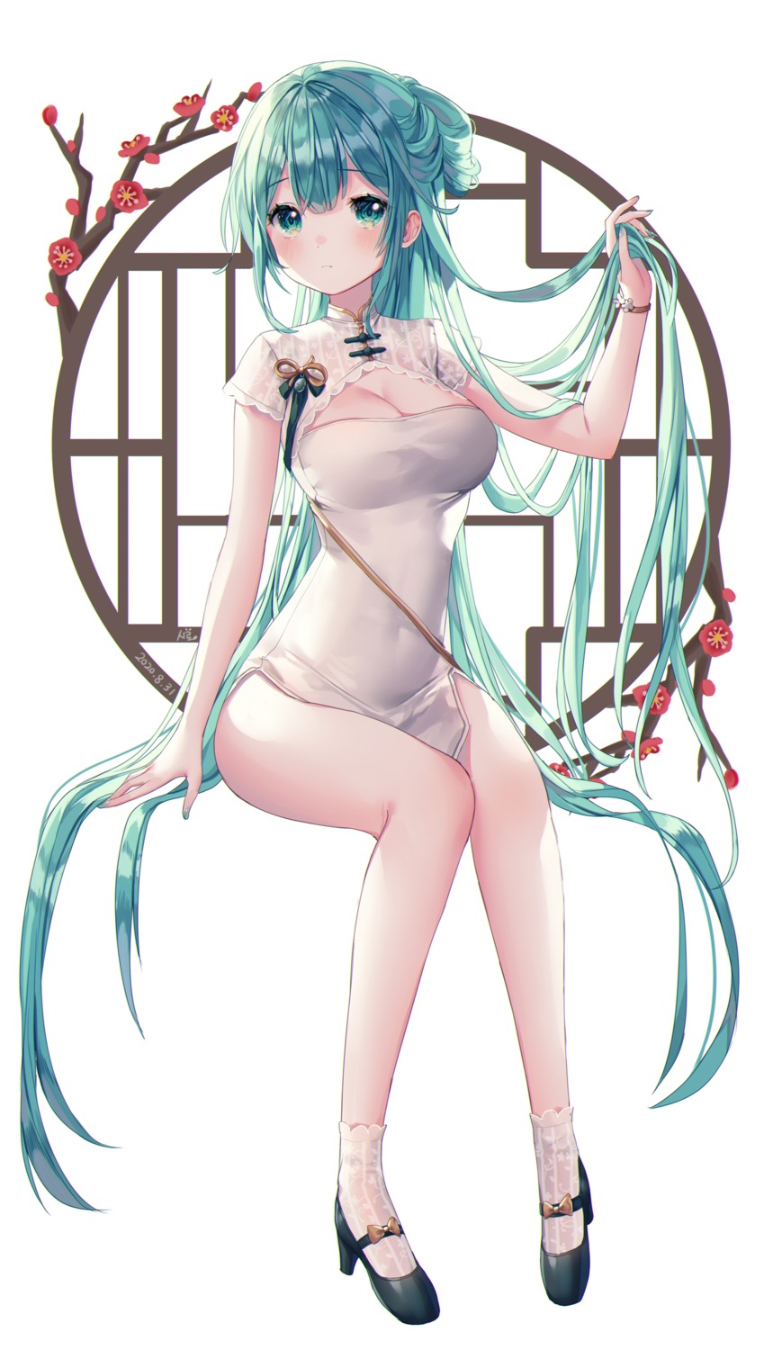 chinadress cleavage hatsune_miku heels shaohua_hatsune_miku shiro_albino vocaloid