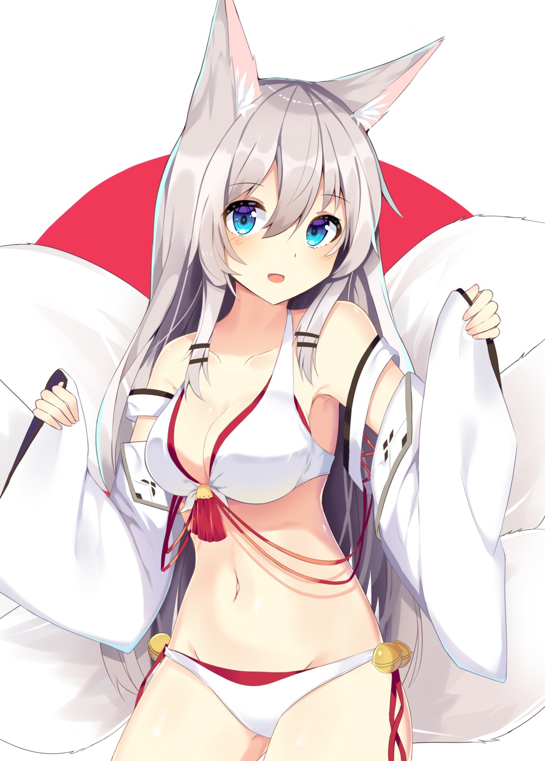 animal_ears bikini cleavage kitsune possible_duplicate ryu_narb swimsuits tail