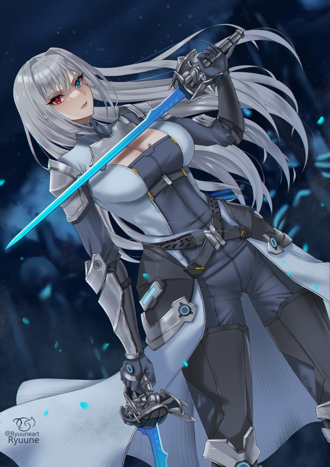 armor cleavage ethel heterochromia no_bra ryuuneart sword tattoo xenoblade xenoblade_chronicles_3