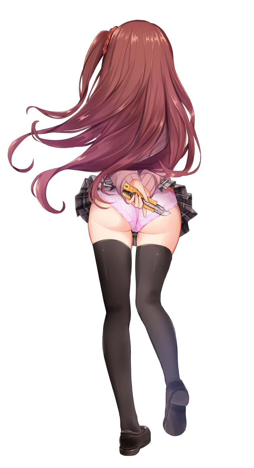 akabane_youko ass cameltoe ex_idol nijisanji nijisanji_gamers pantsu seifuku skirt_lift sweater thighhighs