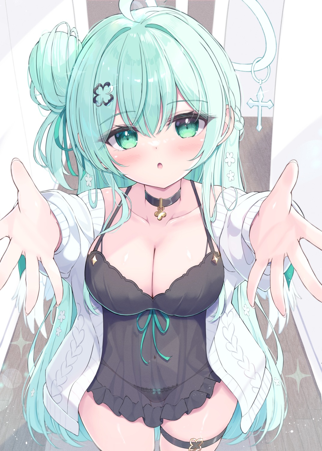 angel garter lingerie mikaze_maruto pantsu see_through sweater wings