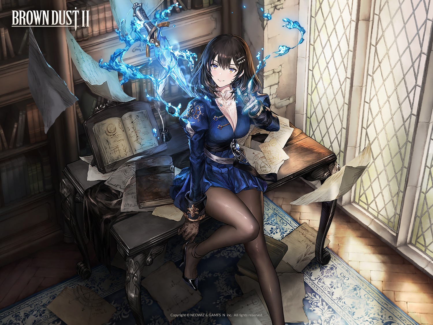 brown_dust_ii heels origami pantyhose scheherazade_(brown_dust_ii) wallpaper weapon