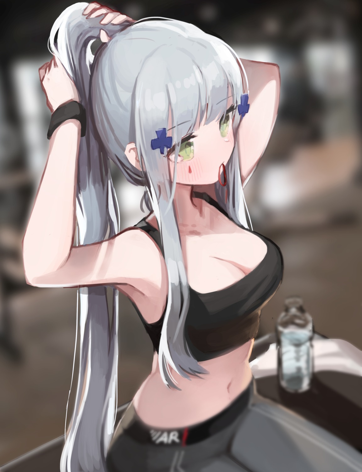 cleavage girls_frontline gym_uniform hk416_(girls_frontline) no_bra seorang