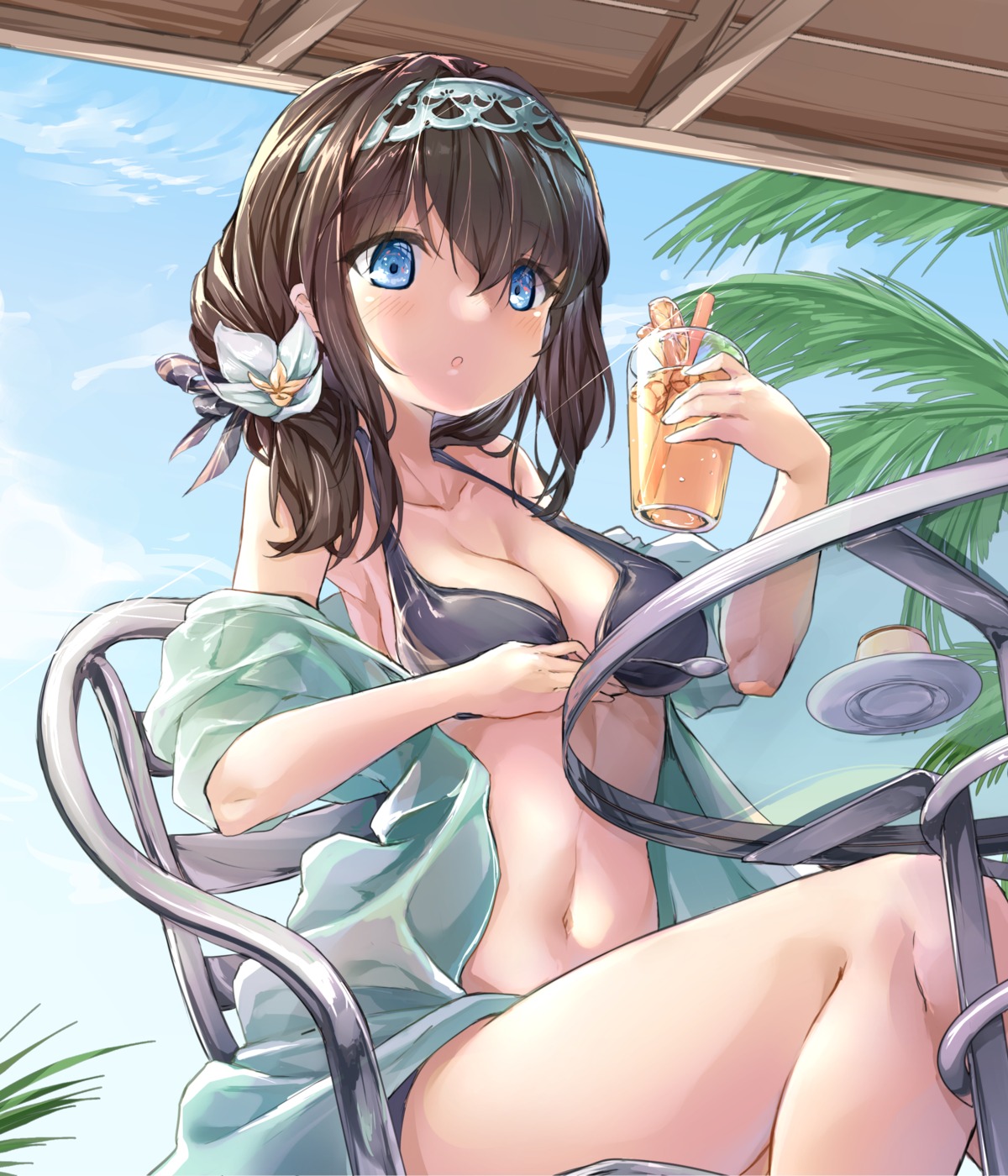 bikini cleavage hansallin open_shirt sagisawa_fumika swimsuits the_idolm@ster the_idolm@ster_cinderella_girls