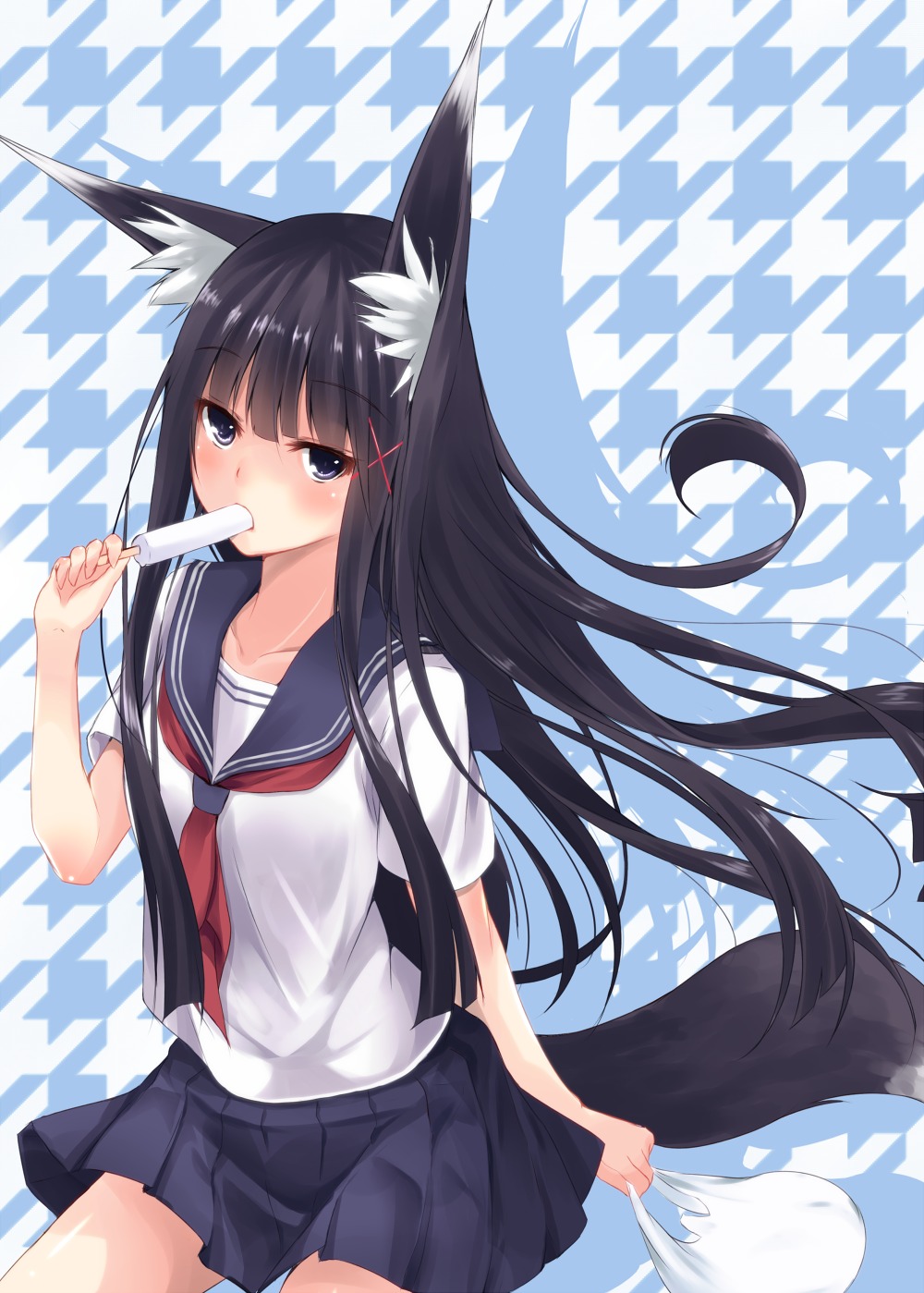 animal_ears kitsune second_heaven seifuku tail