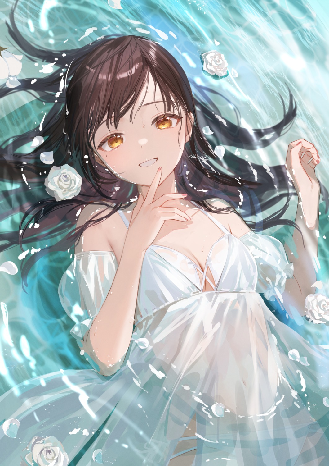 bikini dress nima_(niru54) see_through swimsuits wet wet_clothes