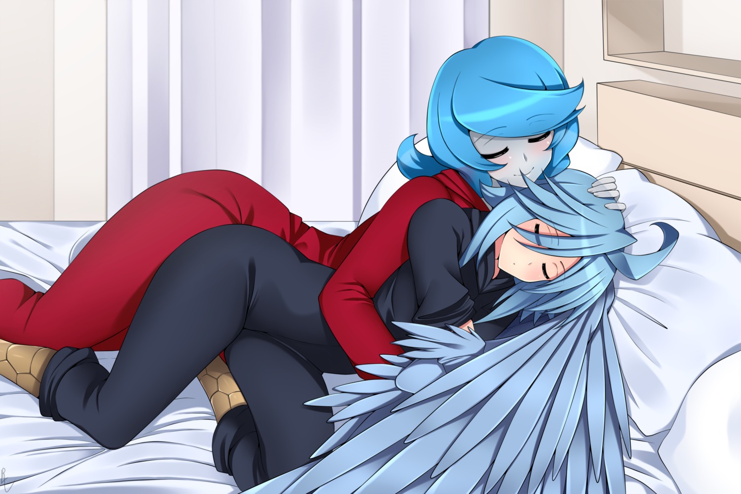 lindaroze monster_girl monster_musume_no_iru_nichijou pajama papi wings yuri