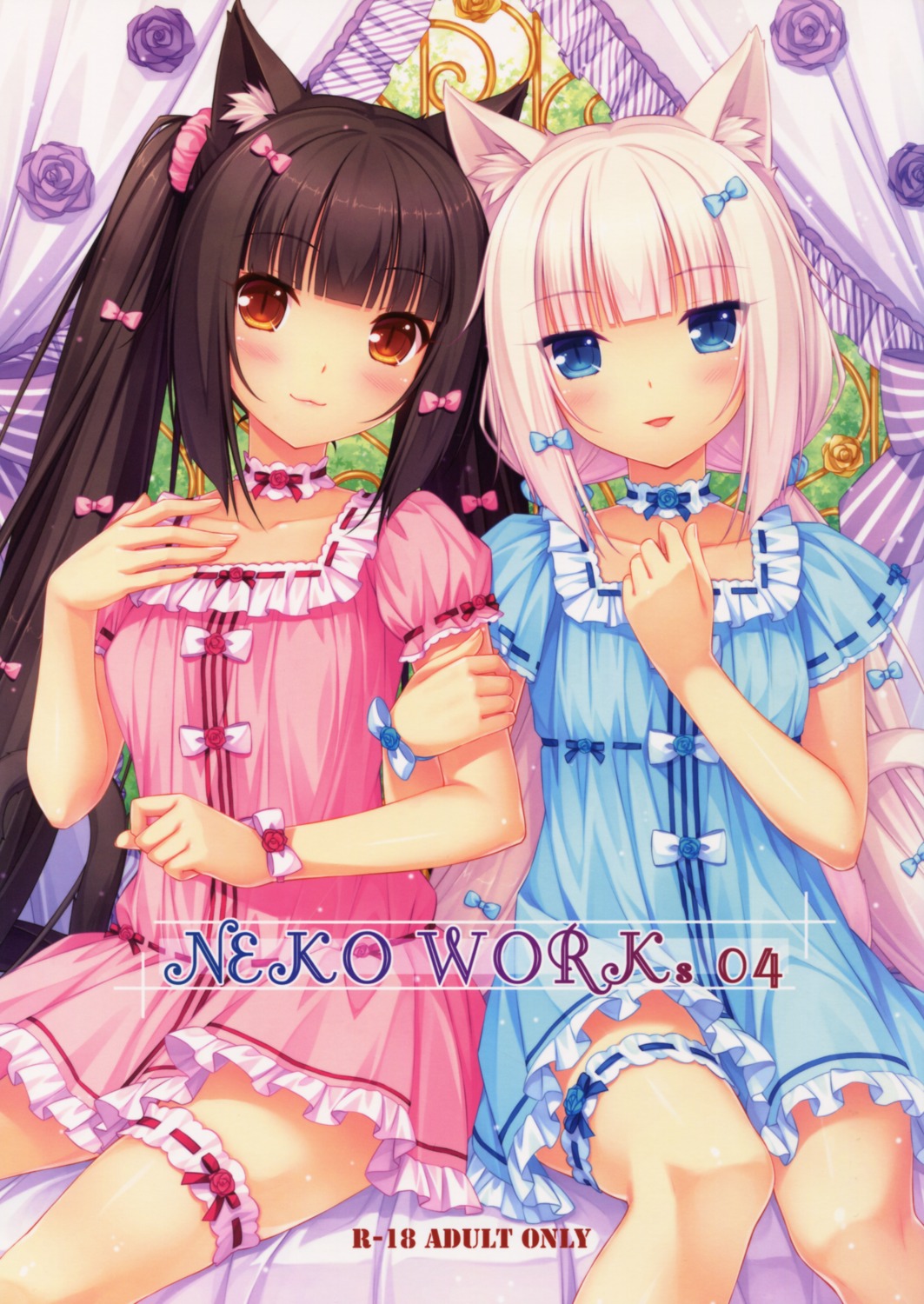 animal_ears chocola dress garter neko_works nekomimi sayori vanilla