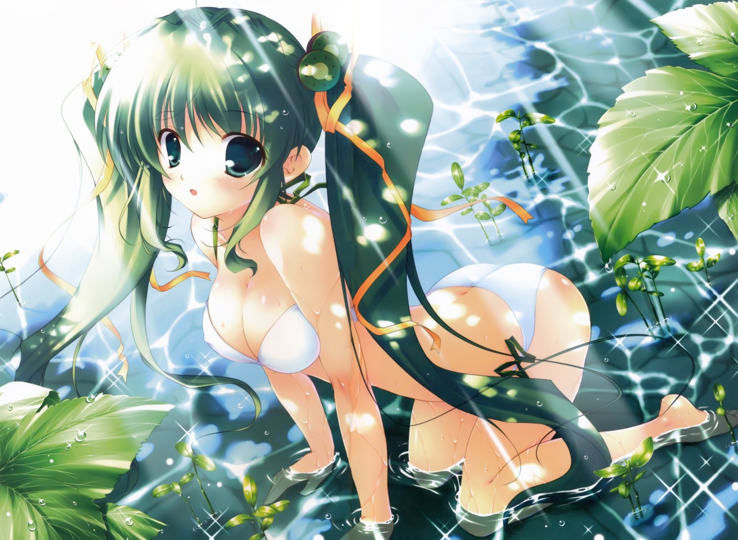 bikini cleavage erect_nipples fixed melon-chan melonbooks mikeou overfiltered swimsuits