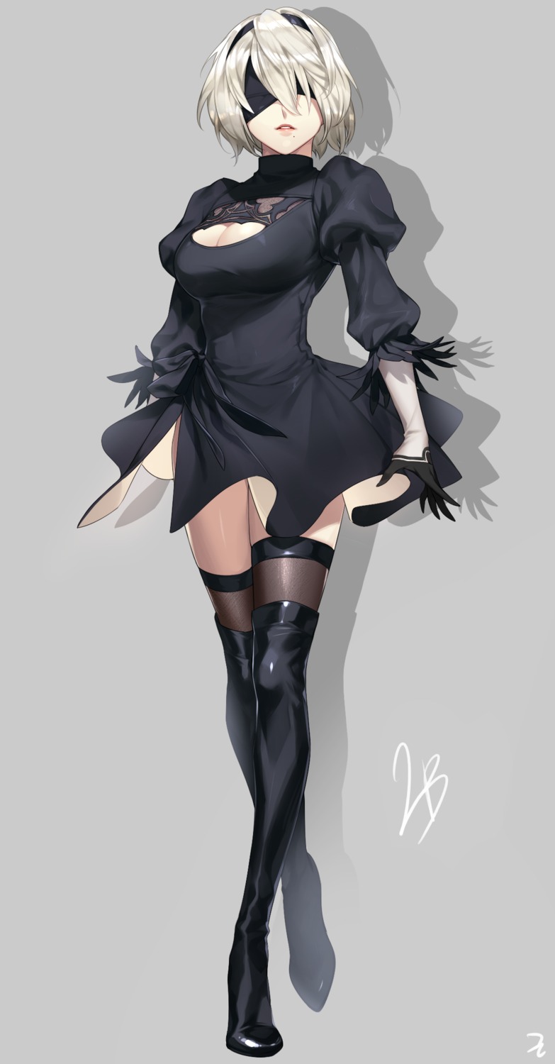 cleavage dress nier nier_automata rms thighhighs yorha_no.2_type_b