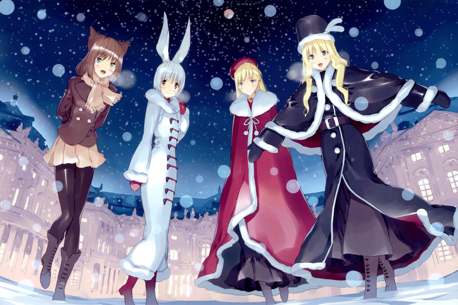 alice alice_in_wonderland animal_ears bunny_ears cheshire_cat fancy_fantasia march_hare nekomimi pantyhose queen_of_hearts ueda_ryou