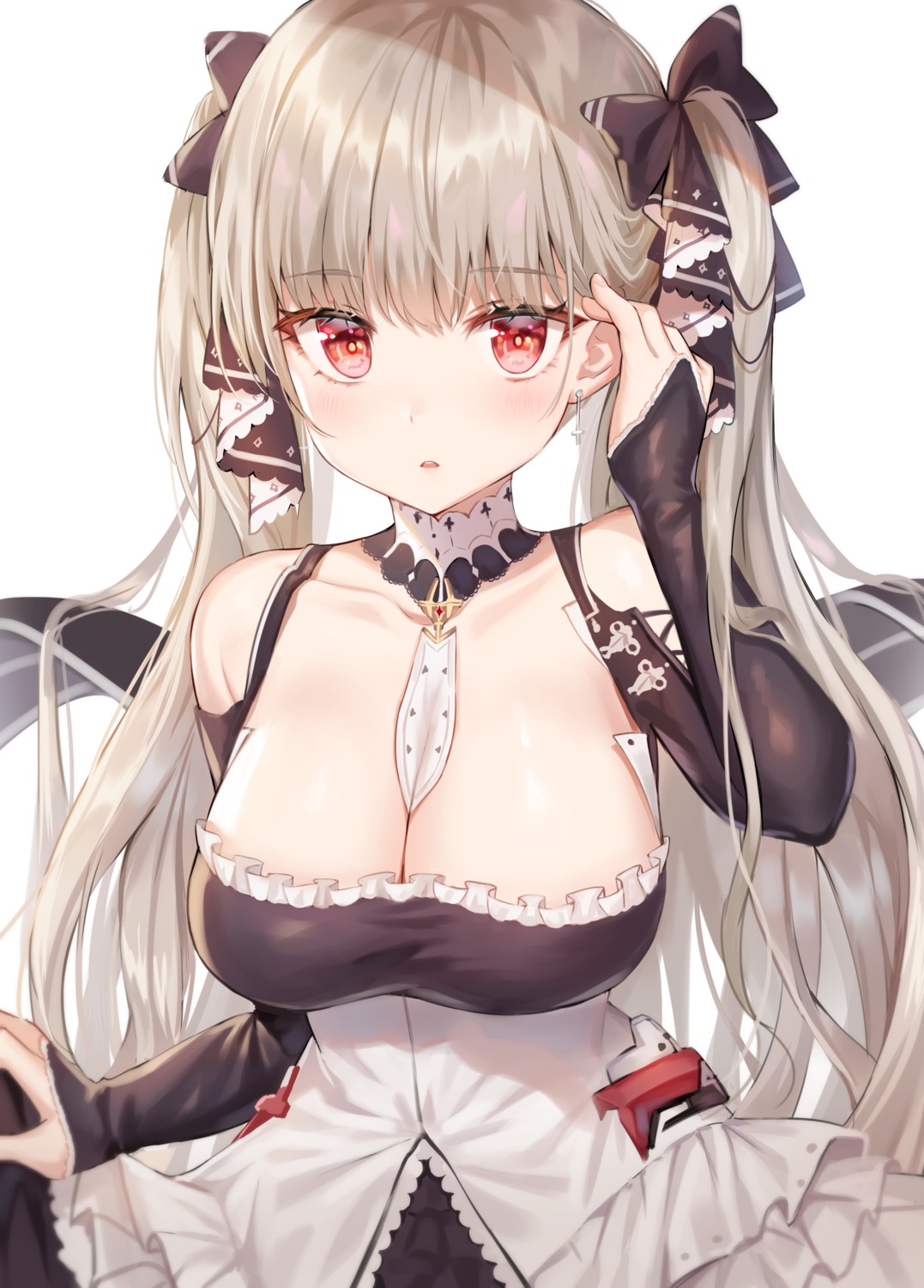 azur_lane cleavage formidable_(azur_lane) gothic_lolita lolita_fashion no_bra skirt_lift tokkyu