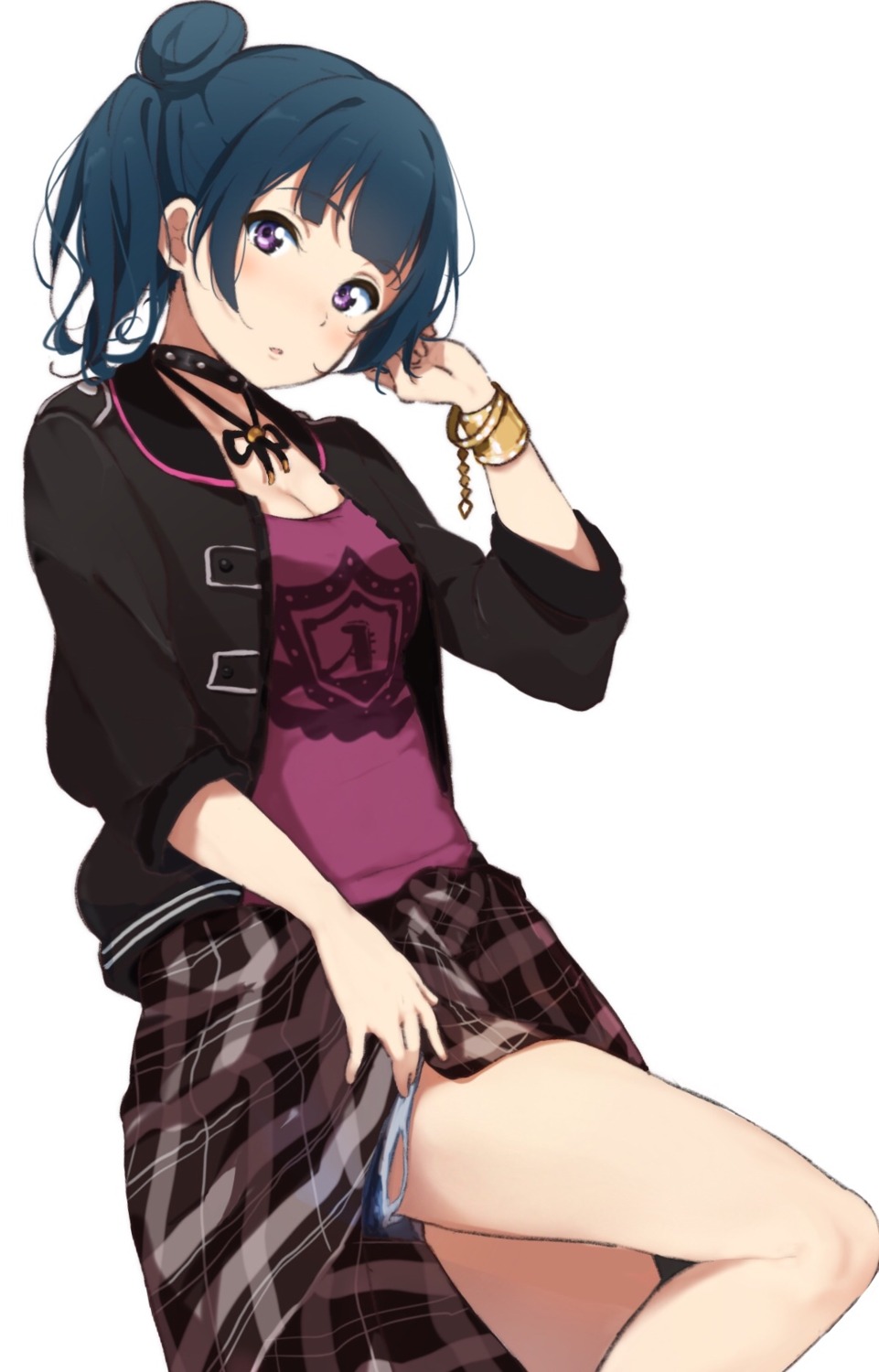 cleavage icehotmilktea love_live!_sunshine!! skirt_lift tsushima_yoshiko