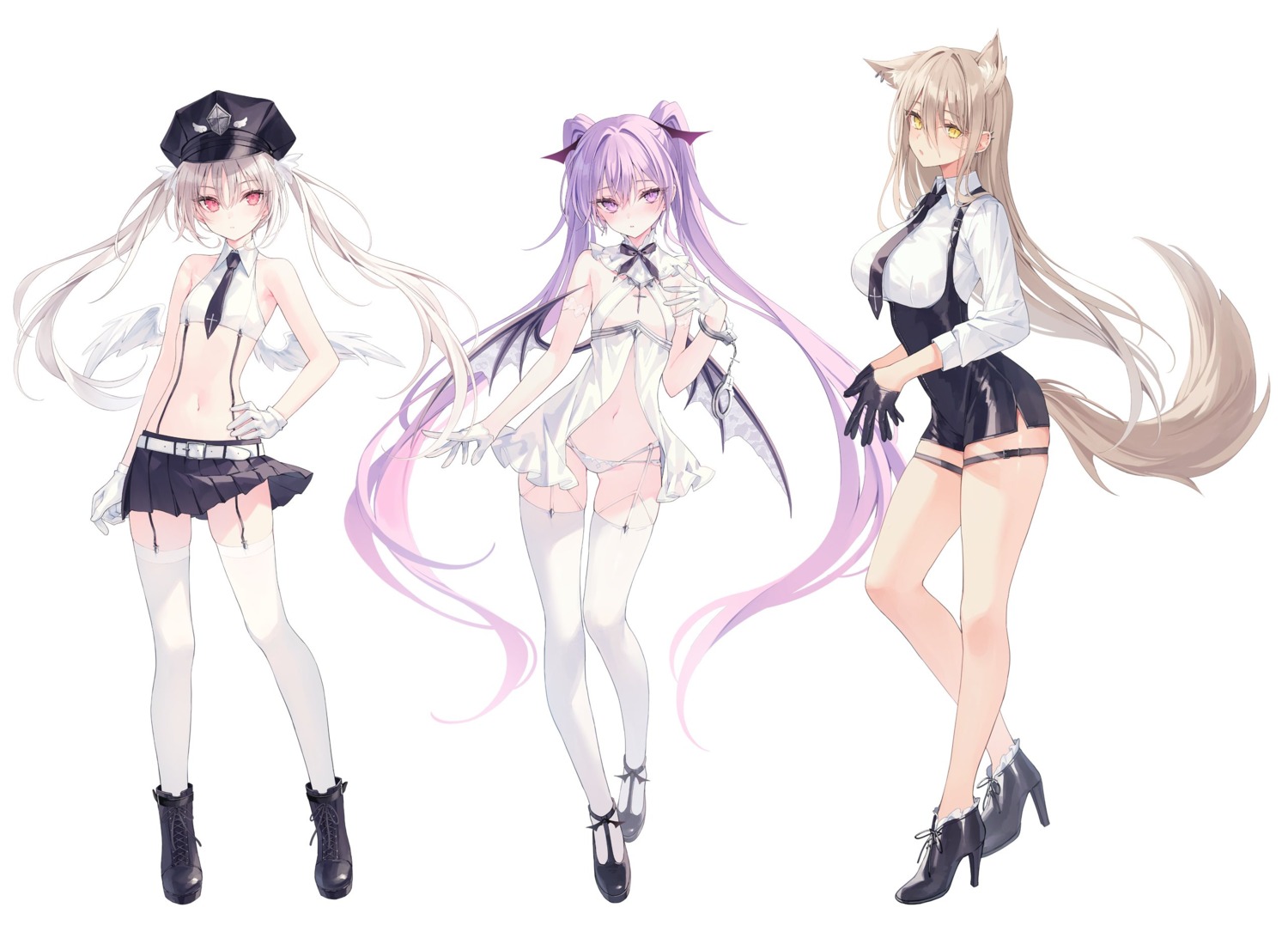 animal_ears carneades elle_(rurudo) eve_(rurudo) garter heels inumimi lingerie luna_(rurudo) pantsu rurudo stockings tail thighhighs