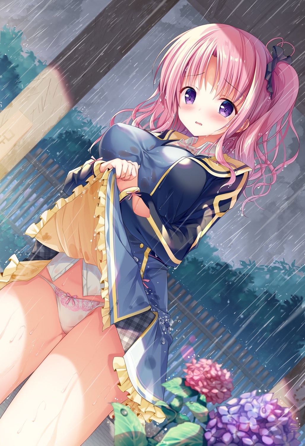 cameltoe izumi_kaori_(twinbox) pantsu seifuku skirt_lift twinbox twinbox_school wet