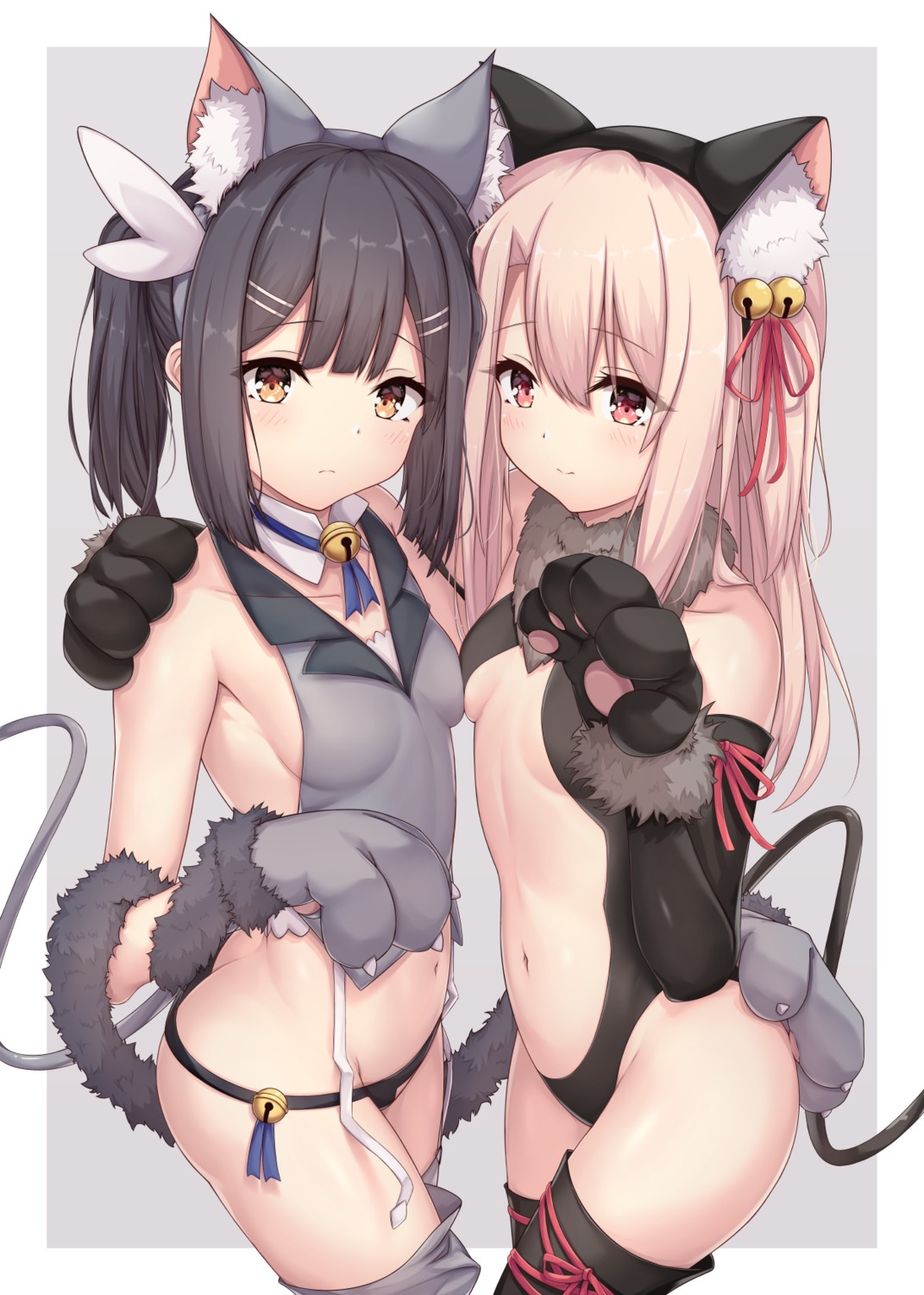 animal_ears arata_(xin) artist_revision fate/kaleid_liner_prisma_illya fate/stay_night illyasviel_von_einzbern leotard loli miyu_edelfelt nekomimi no_bra pantsu tail thighhighs