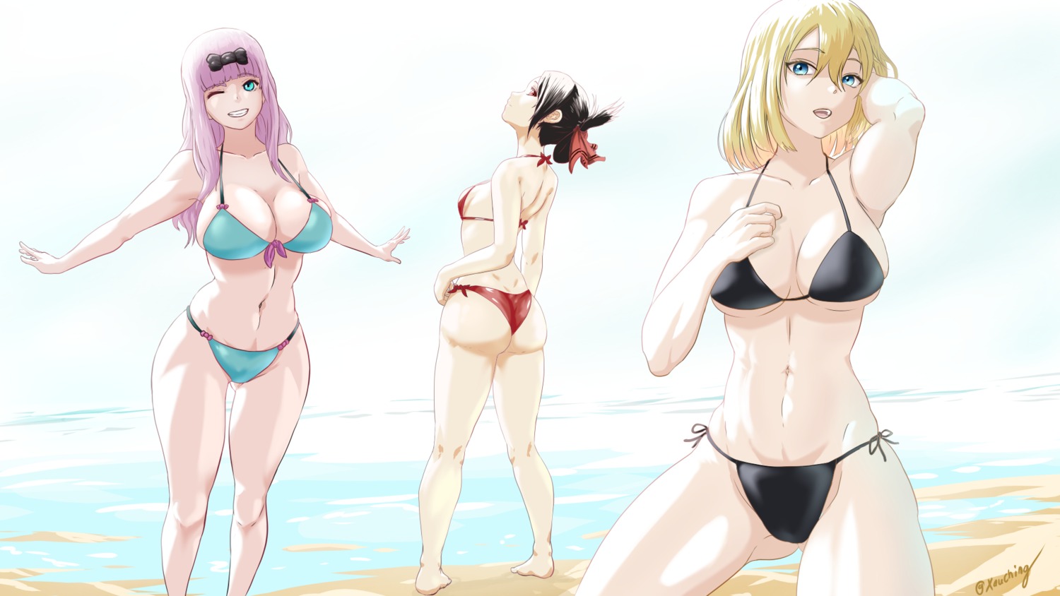 ass bikini fujiwara_chika hayasaka_ai kaguya-sama_wa_kokurasetai_~tensai-tachi_no_renai_zunousen~ shinomiya_kaguya swimsuits thong wallpaper xauching