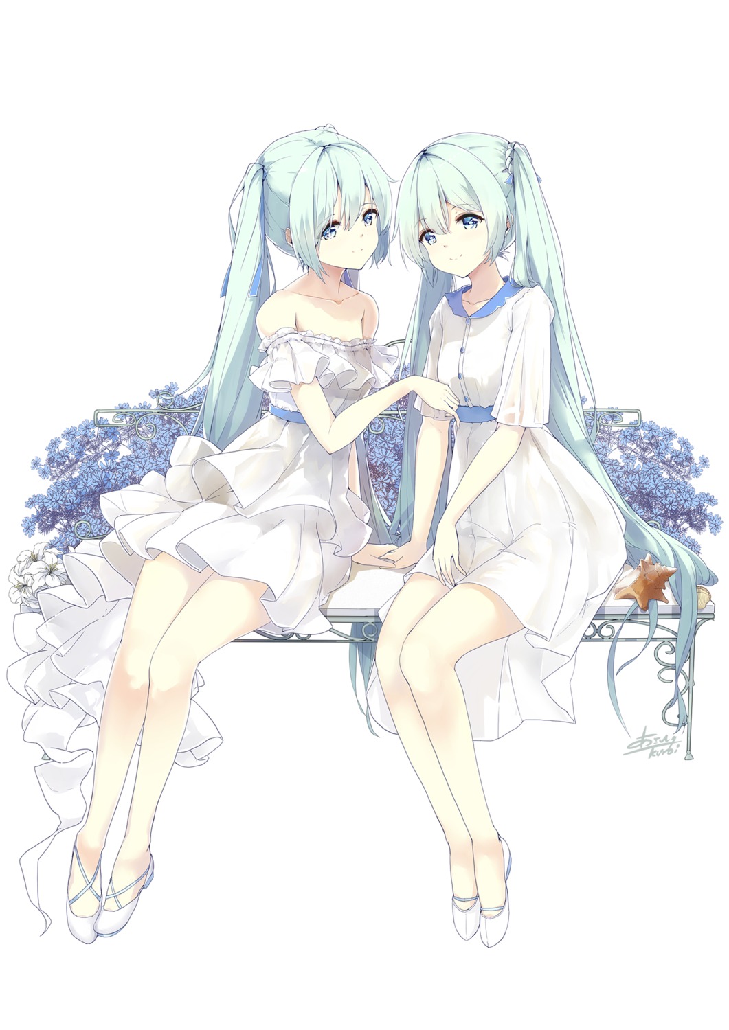 asahi_kuroi dress hatsune_miku heels vocaloid yuri