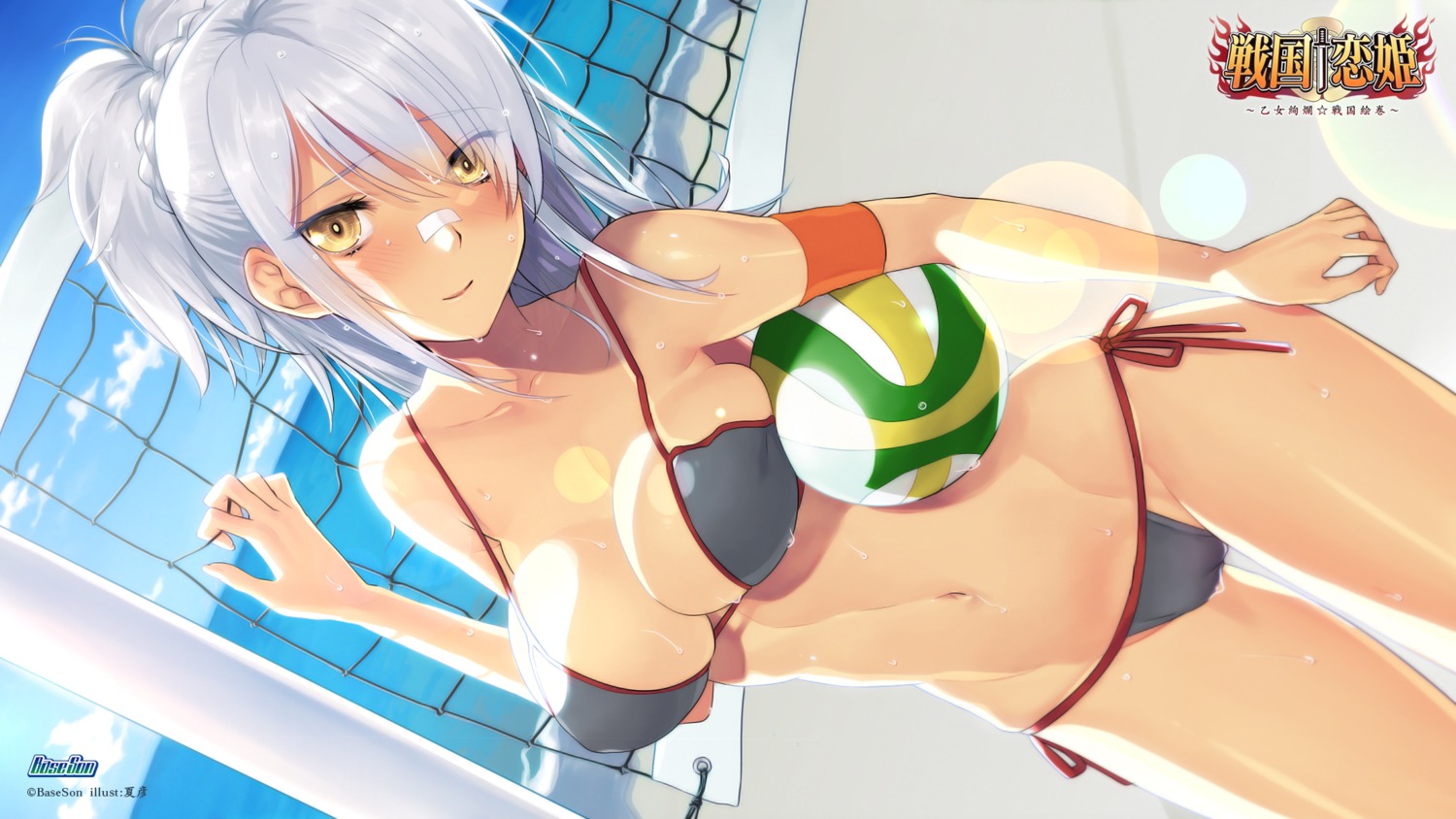 bikini cameltoe cleavage hattori_hanzo_konami_masashige natsuhiko sengoku_koihime swimsuits