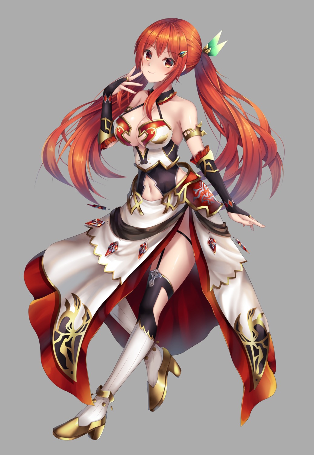 amagi_korona armor cleavage garter heels no_bra stockings thighhighs transparent_png