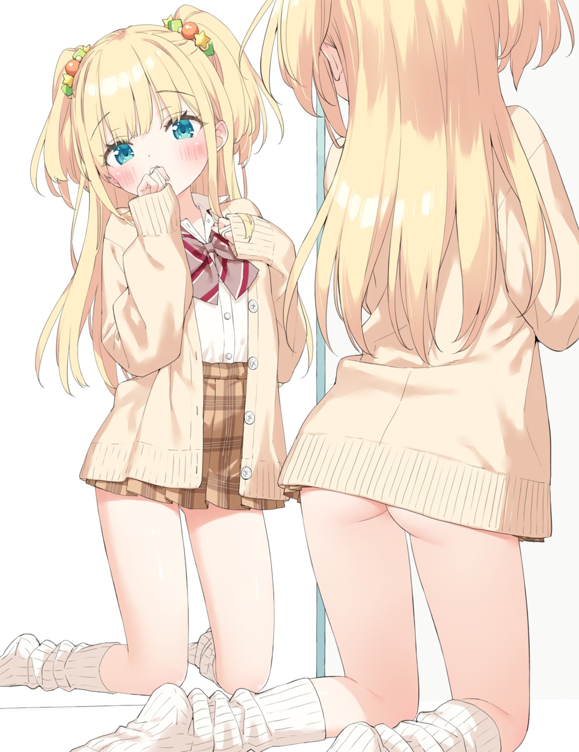 ass kani_biimu loli seifuku shimotsuki_potofu skirt_lift sweater