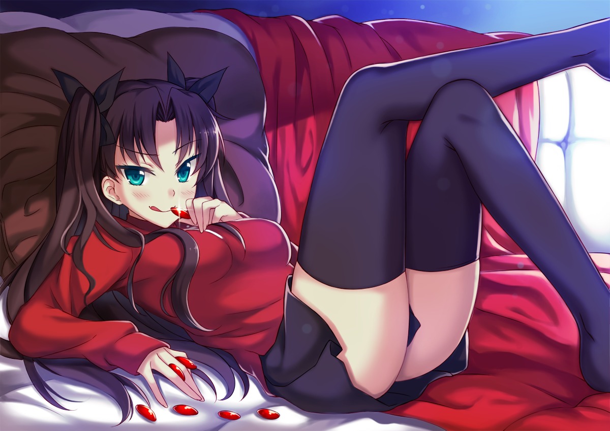 fate/stay_night peach thighhighs toosaka_rin