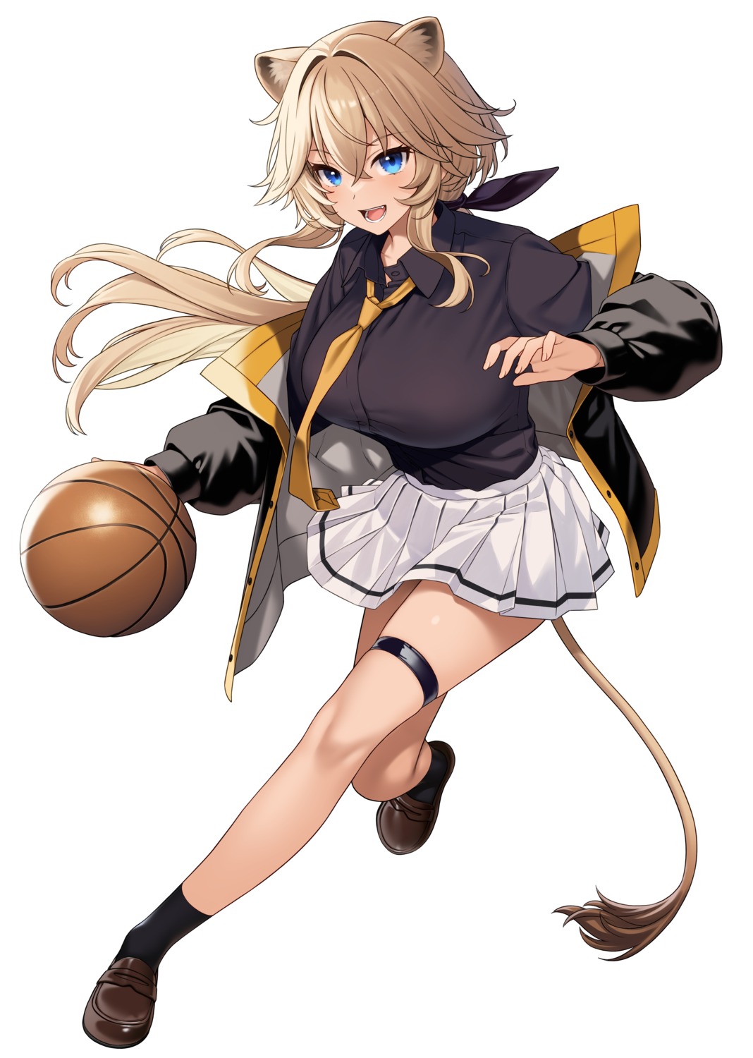 animal_ears basketball garter hoshoku_club nekomimi seifuku shishizaki_airi tail takunomi