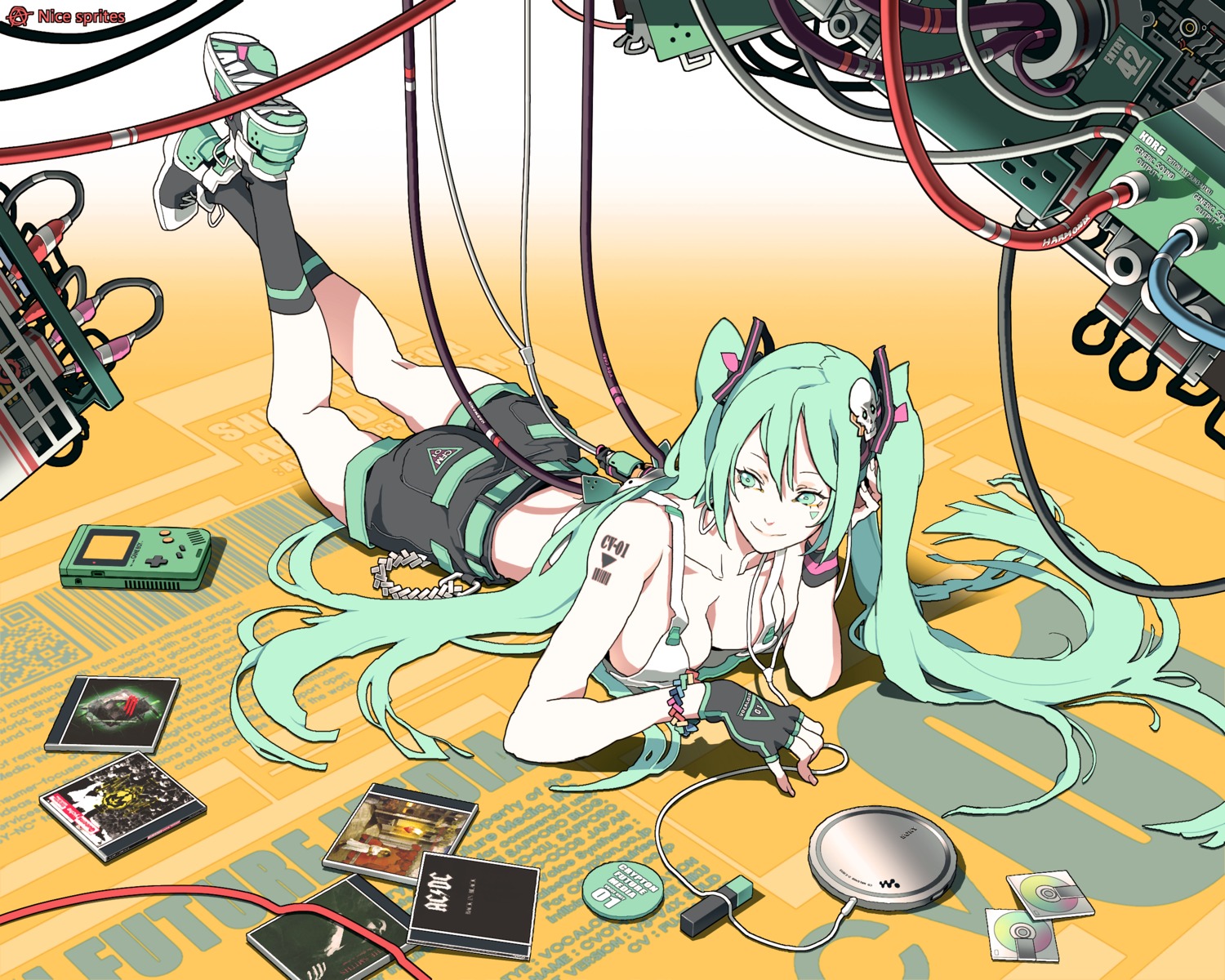 circle_a_(artist) hatsune_miku no_bra tattoo vocaloid