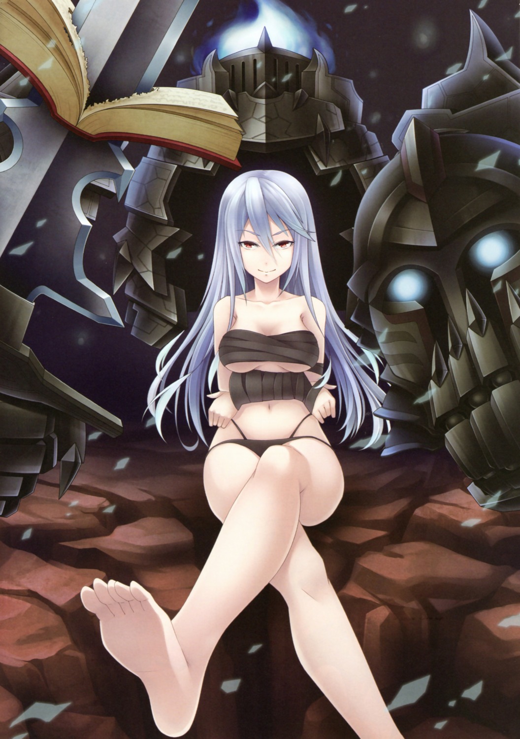 bikini bondage cleavage feet genkai_tokki_monster_monpiece mecha swimsuits sword tagme underboob