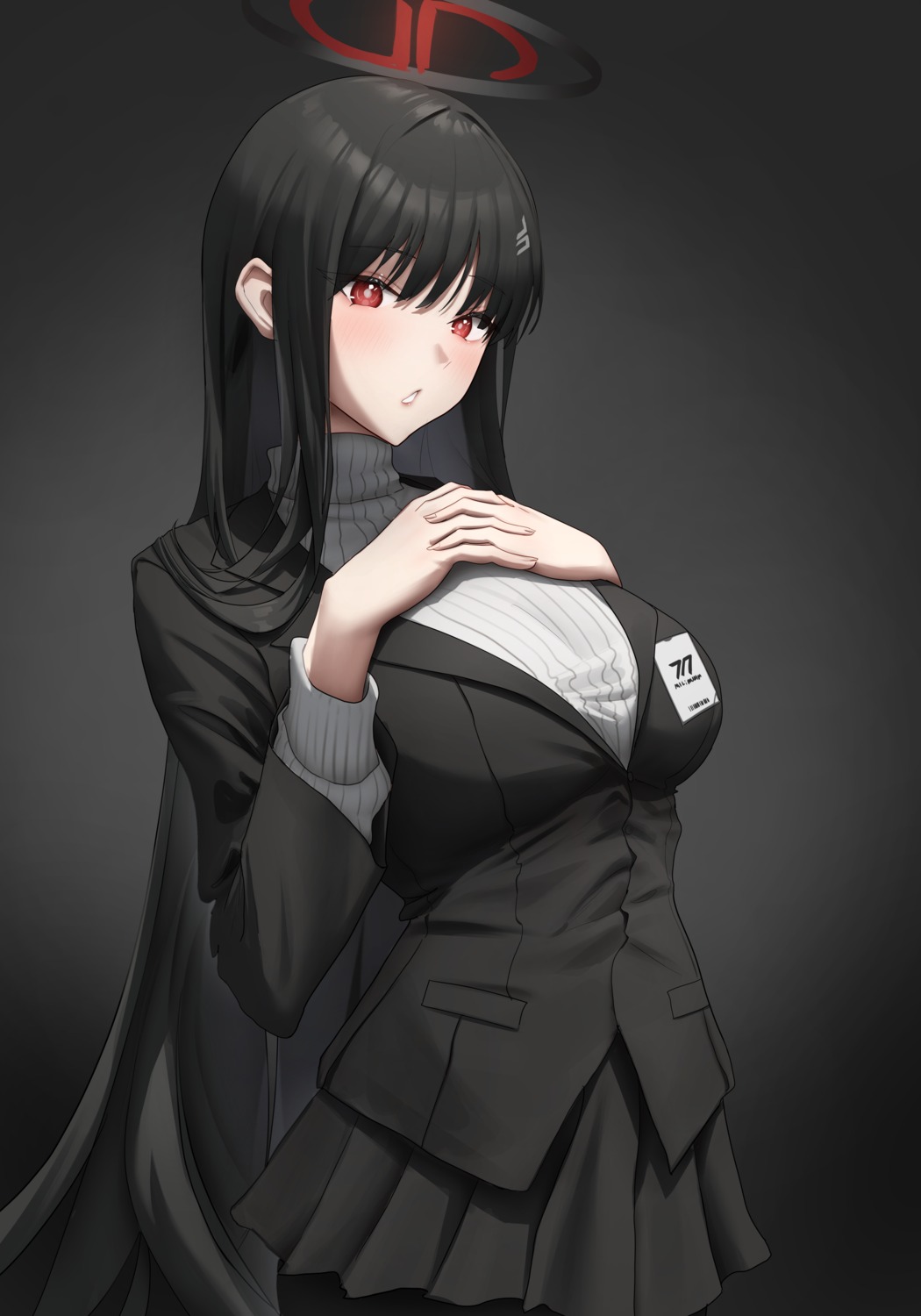 blue_archive business_suit gileu halo pantyhose sweater tsukatsuki_rio