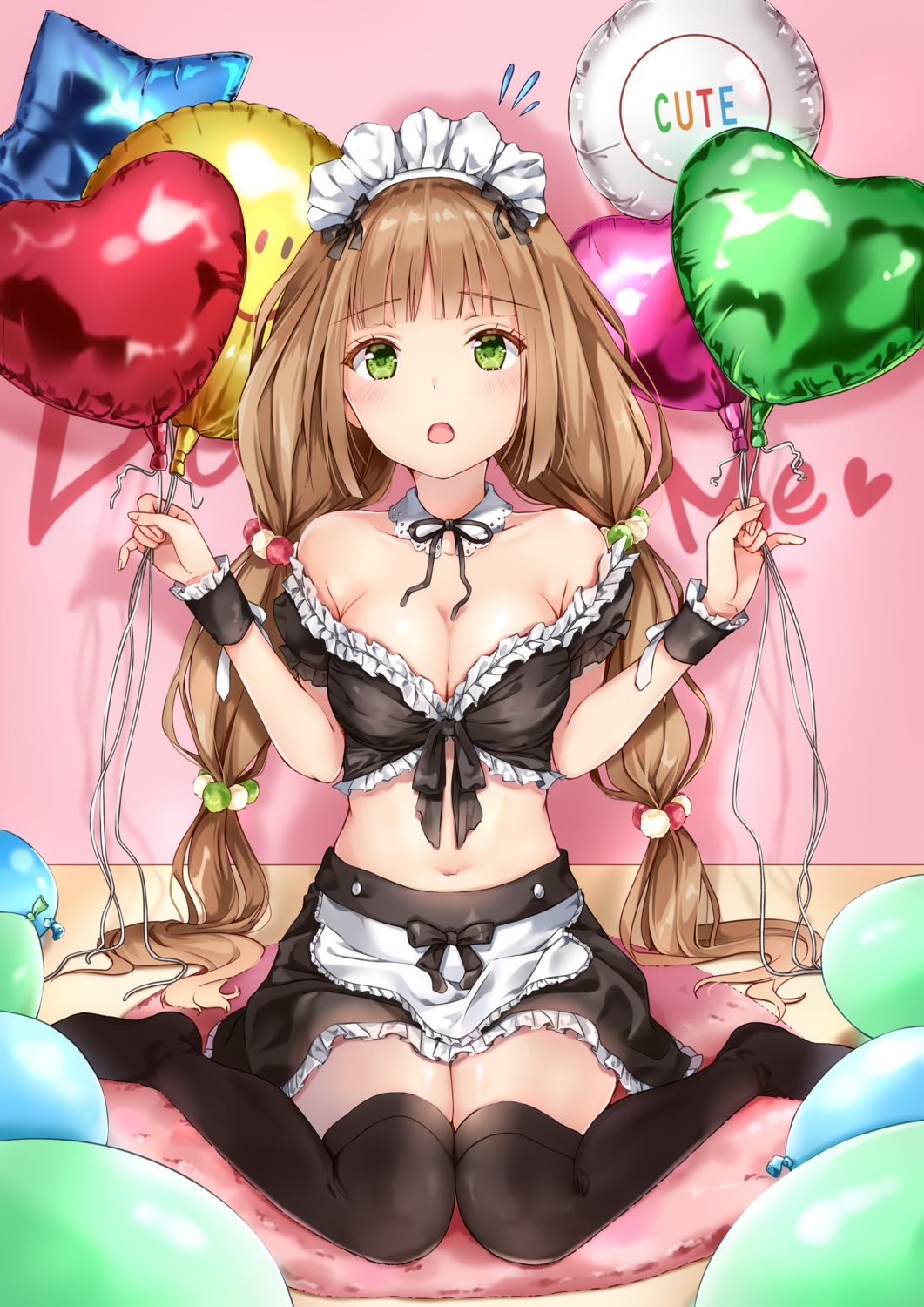 cleavage maid no_bra open_shirt thighhighs yoshida_iyo