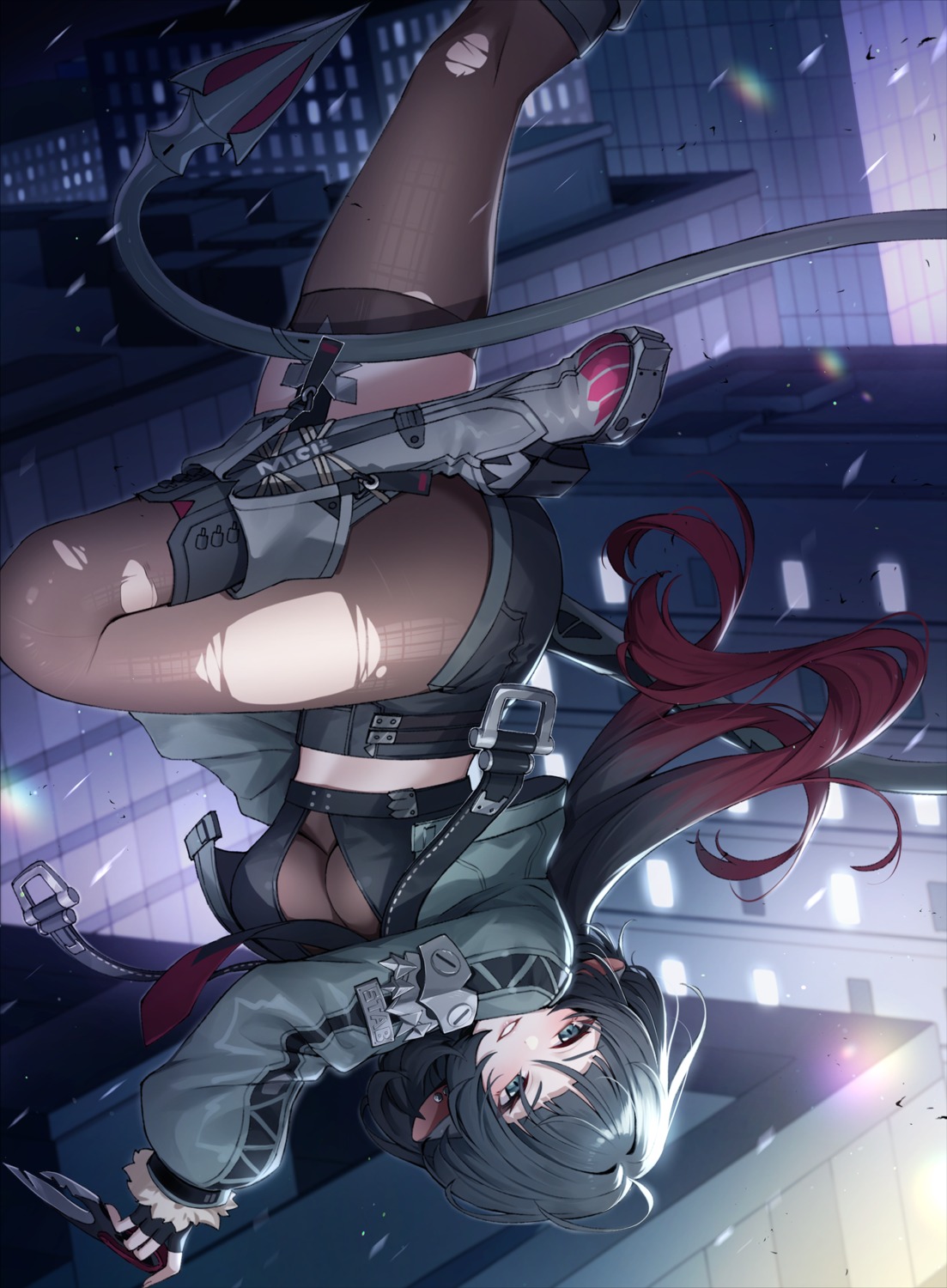 animal_ears ankkoyom heels jane_doe stockings tail thighhighs torn_clothes weapon zenless_zone_zero