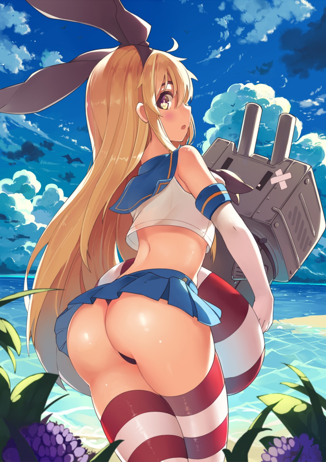 ass baisi_shaonian kantai_collection pantsu rensouhou-chan shimakaze_(kancolle) thighhighs thong