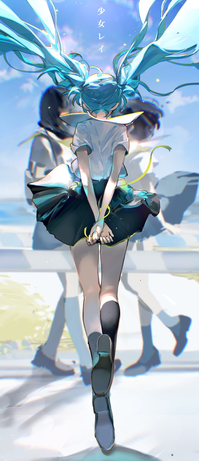 hatsune_miku rumoon seifuku shoujo_rei_(vocaloid) skirt_lift vocaloid