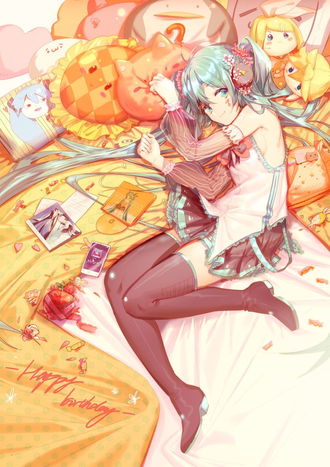 hatsune_miku headphones heels see_through tattoo thighhighs vocaloid yyb