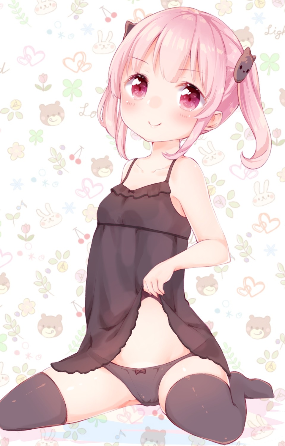 azuki_(krps-hano) dress loli pantsu see_through skirt_lift thighhighs