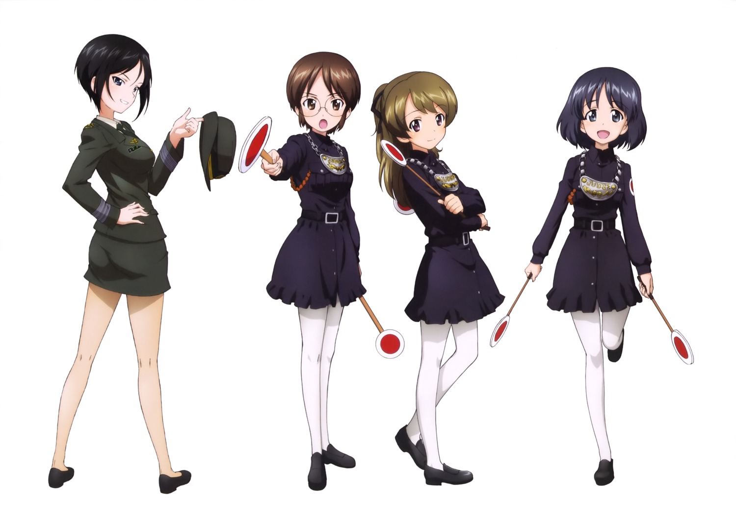 ass chouno_ami girls_und_panzer inatomi_hibiki megane pantyhose sasagawa_kanon takashima_remi uniform
