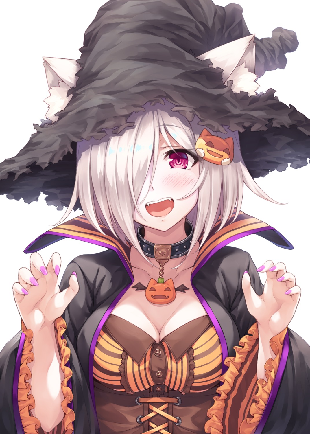 animal_ears cleavage halloween hasumi_(hasubatake39) witch